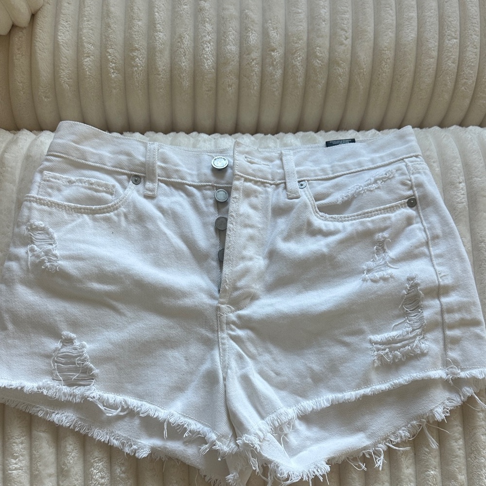 Blank NYC White Frayed Jean Shorts